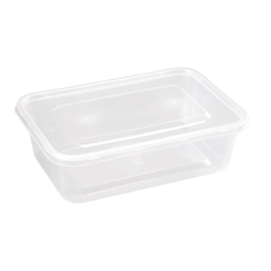 Fiesta recycelbare mikrowellengeeignete Plastikbehälter mit Deckel Mittel 650 ml (250 Stück)