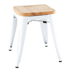 Bolero Bistro-Hocker mit Sitzpolster aus Holz, Weiß (4 Stück)