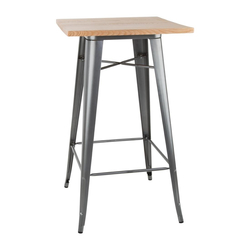 Bolero Bistro Bartisch mit Holzplatte grau