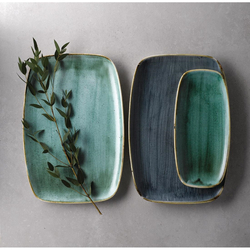 Churchill Stonecast Nr. 4, längliche Kochteller, Meerfenchelgrün, 269 x 127 mm, (12 Stück)