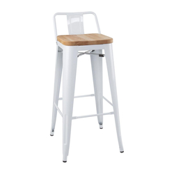 Bolero Bistro-Hocker mit Rückenlehne und Sitzpolster aus Holz, Weiß, (4 Stück)