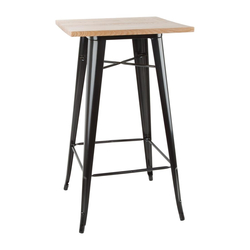 Bolero Bistro Bartisch mit Holzplatte schwarz