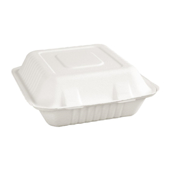 Fiesta Compostable kompostierbare Menüboxen aus Bagasse mit Klappdeckel 3-geteilt (200 Stück)