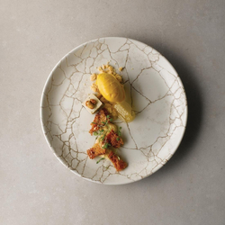 Studio Prints Kintsugi Achatgraue Coupé-Teller, 260 mm, (12 Stück)