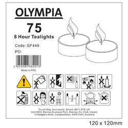 Olympia Teelichter 8 Std. (75 Stück)