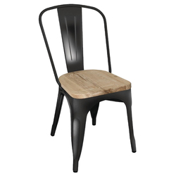 Bolero Bistro Beistellstuhl Schwarz mit Holzsitzauflage (4 Stück)