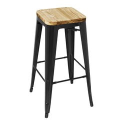 Bolero Bistro Hochhocker mit Holzsitzpolster Schwarz (4er Pack) (4 Stück)