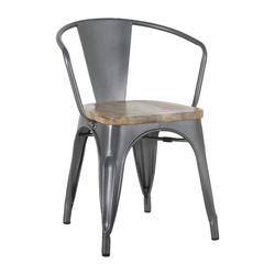 Bolero Bistro Curve Stühle Mit Mango-Holz-Sitzauflage Gunmetal (4 Stück)