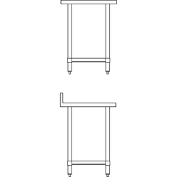 Vogue Edelstahl Arbeitstisch mit Aufkantung und Regalboden 60 x 60cm