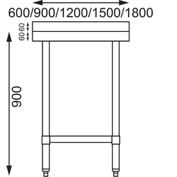 Vogue Edelstahl Arbeitstisch mit Aufkantung und Regalboden 150 x 60cm