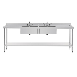 Vogue Spültisch Doppelbecken in der Mitte 240cm lang