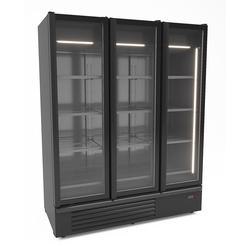 Combisteel Kühlschrank 3 Glastüren Schwarz 1555L