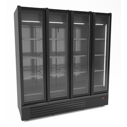 Combisteel Kühlschrank 4 Glastüren Schwarz 1850L