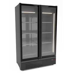 Combisteel Tiefkühlschrank 2 Glastüren Schwarz 1230L