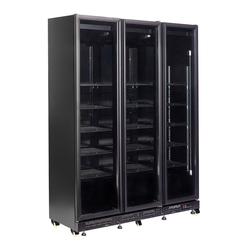Combisteel Kühlschrank 3 Glastüren Schwarz Nap-1200