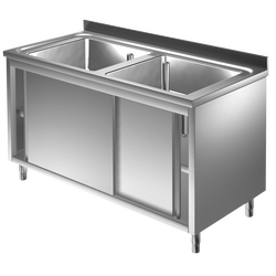 Prismafood Spülschrank 1,2m - 2 Becken  mittig L50xB40xT25cm STD