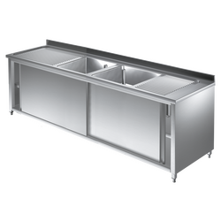 Prismafood Spülschrank 1,8m - 2 Becken  mittig L50xB40xT25cm STD