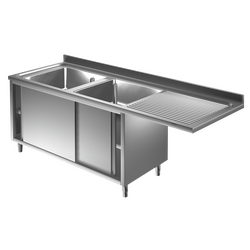 Prismafood Spülmaschinen Spülschrank 1,6m - 2 Becken  links L40xB40xT25cm STD