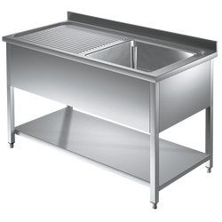 Prismafood Spültisch mit Grundboden 1,4m - 1 Becken  rechts L50xB50xT30cm STD