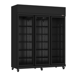 Combisteel Kühlschrank 3 Glastüren Schwarz Irm-1180R Bl