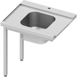 Stalgast Edelstahl Zulauftisch ECO auf zwei Beinen mit einem Becken 800x670x870 mm, Anbauseite links, mit Aufkantung, Selbstmontage