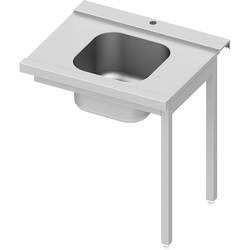 Stalgast Edelstahl Zulauftisch ECO auf zwei Beinen mit einem Becken 800x670x870 mm, Anbauseite rechts, mit Aufkantung, Selbstmontage