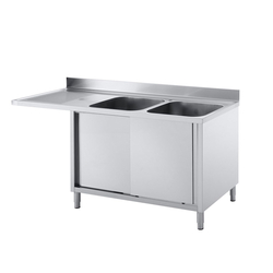 Vaiotec Topline Spülcenter / 2 Becken rechts mit Schiebetüren, 1800 x 700 mm