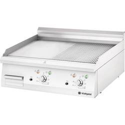 Gas-Griddleplatte als Tischgerät, Serie 700 ND - ½ glatt / ½ gerillt 800x700x250 mm