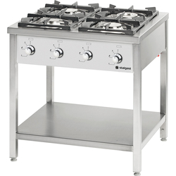 Stalgast Edelstahl Gasherd Serie 900 - 4 Brenner (9+9+9+9), 36 kW, G20, 900x900x850 mm (BxTxH)