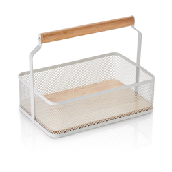 Was Germany Korb, mit Tragegriff, 23,5 x 15,5 x 18,5 cm, weiß pulverbeschichtet, Metall