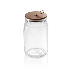 Was Germany Vorratsglas mit Akaziendeckel und Schnur, 1,5 ltr., Ø 9 cm, Höhe 19,5 cm, Glas, Akazienholz