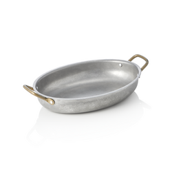 Steel & Style Servierpfanne VINTAGE, mit 2 Messinggriffen, 26 x 20 x 4 cm, 1 ltr., Chromnickelstahl