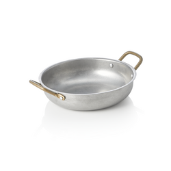 Steel & Style Servierpfanne VINTAGE, mit 2 Messinggriffen, Ø 20 cm, 0,8 ltr., Chromnickelstahl