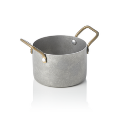 Steel & Style Serviertopf, mit 2 Messinggriffen, 310 ml, Ø 9 cm, vintage, Messing, PVD, Chromnickelstahl