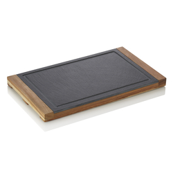 Was Germany Servierbrett SLATE & SERVE, 35 x 20 x 2,5 cm, Akazienholz, Naturschiefer
