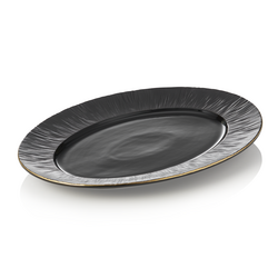 Maya Platte Set KURO, 33 x 24,5 cm, schwarz, Set á 2 Stück, Porzellan