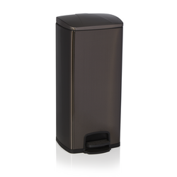 Was Germany Tretabfalleimer, 31,5 x 31,5 x 70 cm, schwarz, Chromnickelstahl, Kunststoff