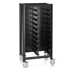Was Germany Tablettwagen DOUBLE GN 1/1 MENSA BLACK, für 2 x 10 Tabletts, schwarz, 60 x 80 x 165 cm, MDF/Aluminium