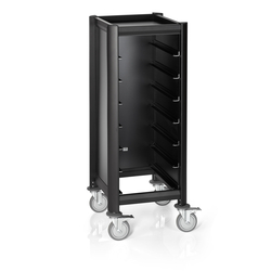 Was Germany Tablettwagen SINGLE MENSA BLACK, für 7 Tabletts, schwarz, 51,5 x 47,5 x 125 cm, MDF/Aluminium