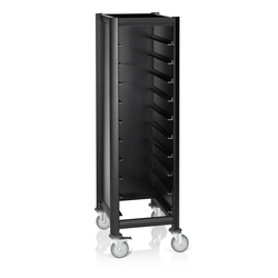 Was Germany EN Regalwagen SINGLE MENSA BLACK, für 10 EN Tabletts, schwarz, 60 x 50 x 165 cm, MDF/Aluminium