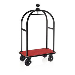 Was Germany Gepäckwagen DRIFT, 112 x 60 x 190 cm, schwarz, roter Teppich, Chromnickelstahl 18/8