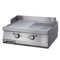 Maxima Gastro Premium Grillplatte - Halb Gerillte Chrom - Doppeleinheit - 90 cm Tief - Gas