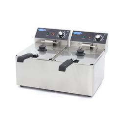 Maxima Gastro Fritteuse - 2 x 8 l - 2 Körbe - Bis zu 2,8 kg Pommes Frites