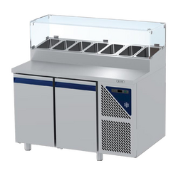 Prismafood Kühltisch 2 Türen mit Schaukasten Kapazität: 396 lt Temperatur: 0°C/+10°C