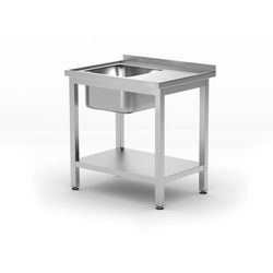 Hendi Waschtisch mit Ablage – verschraubt, Tiefe 600 mm, Profi Line, Linke Seite, 800x600x(H)850mm