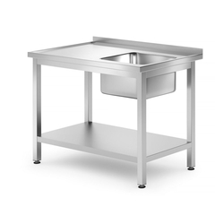 Hendi Waschtisch mit Ablage – verschraubt, Tiefe 700 mm, Profi Line, Richtig, 1000x700x(H)850mm