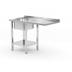 Hendi Tisch mit Spüle, Ablageboden und Platz für Geschirrspüler, links, 1200x700x(H)850mm