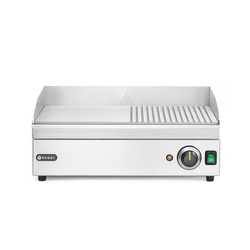 Hendi Grillplatte halb gerillt, Kitchen Line, 220-240V/2400W, 527x404x(H)233mm