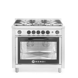 Hendi Gasherd - 5 Kochfelder mit Elektroofen, Kitchen Line, Silber, 230V/2900W, 14,3kW, 900x653x(H)900mm