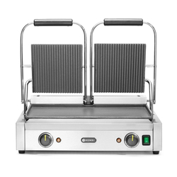 Hendi Kontaktgrill - Doppelversion, oben gerillt, unten glatt, 230V/3600W, 570x375x(H)216mm
